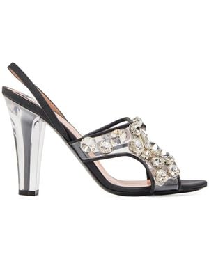 Moschino Logo-Detailed High-Heeled Sandals - Metallic