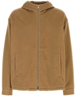 Prada Camel Hair Hoodie Jacket - Natural
