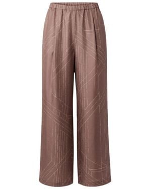 Alysi Elastic Waist Casual Trousers - Brown