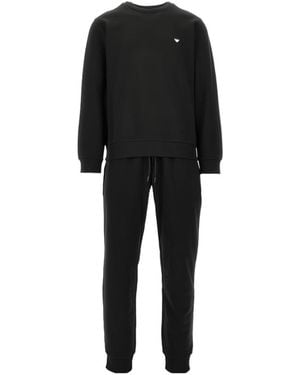 EA7 Logo-Print Tracksuit - Black