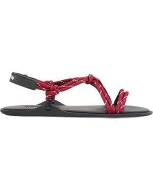 Miu Miu Round Toe Flat Sandals - Red