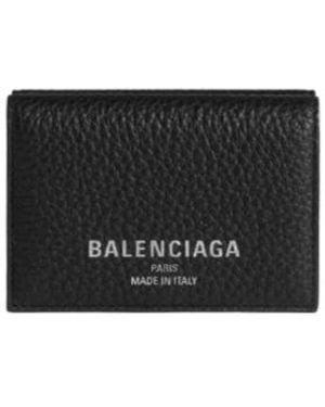 Balenciaga Logo Printed Credit Mini Wallet - Black