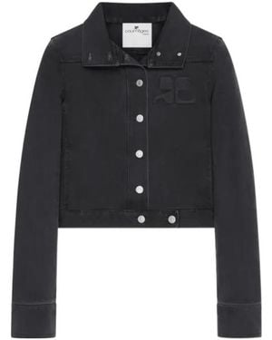 Courreges Courrèges Cropped Logo Denim Jacket - Black