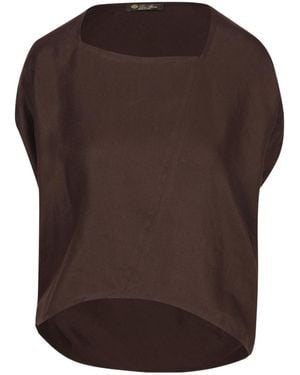 Loro Piana Square Neck T-Shirt - Brown