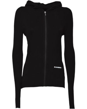 Jil Sander Hooded Zip-Up Cardigan - Black