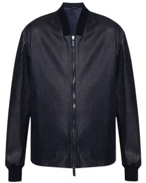 Giorgio Armani Zip Ribbed Jacket - Blue
