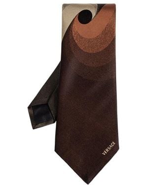 Versace Pattern-Jacquard Tie - Brown