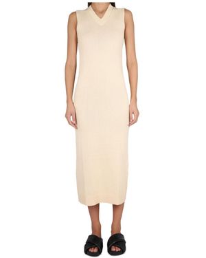 Aspesi V-Neck Knitted Maxi Dress - Natural