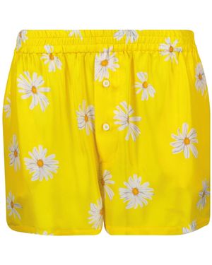 Moschino Floral-Printed Elasticated Waistband Shorts - Yellow
