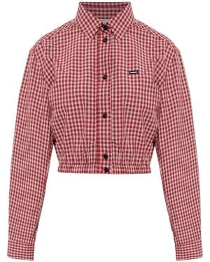 Vetements Checked Cropped Shirt - Red