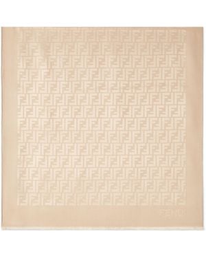 Fendi Ff Printed Finished-Edge Scarf - Natural