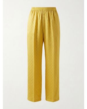 Gucci Gg Jacquard Elastic Waistband Trousers - Yellow