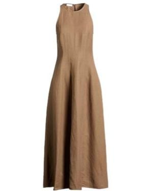 Brunello Cucinelli Sleeveless Waist-Cinching Dress - Natural