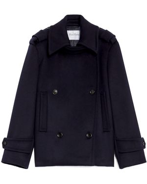 Max Mara Laveno Double-Breasted Coat - Blue