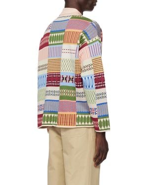 Bode Sampler Geometric-Print Polo Sweater - Multicolor