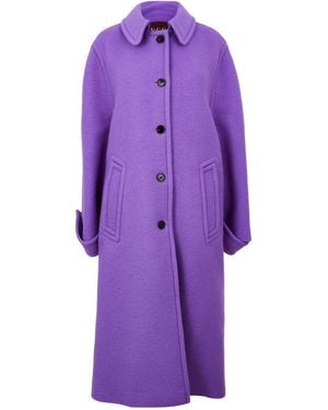 Gucci Solid Color Wool Overcoat - Purple