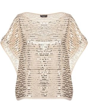 Peserico Aurea Sequinned Sleeveless Top - Natural
