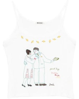 Bode Companion Embroidered Tank Top - White