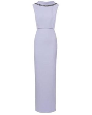 Roland Mouret Crystal-Embellished Neckline Maxi Dress - Purple