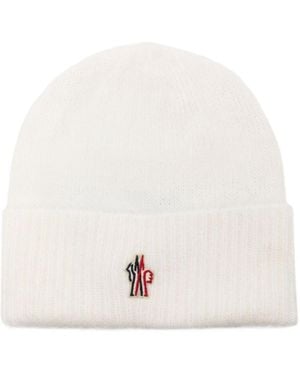 Moncler Grenoble Logo-Patch Knitted Beanie - White