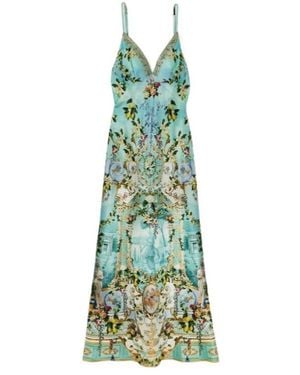 CAMILLA Crystal Print Long Dress - Green