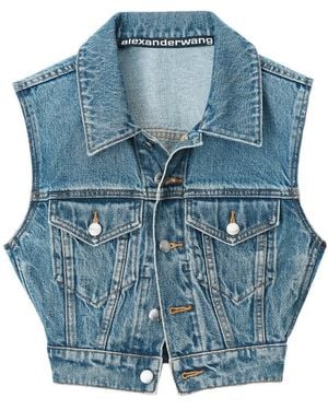 Alexander Wang Shrunken Cropped Denim Gilet - Blue