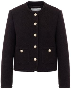 DUNST Cropped Tweed Jacket - Black