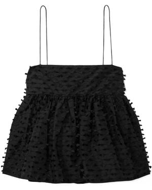 Cecilie Bahnsen Babette Fil Coupé Shell Peplum Top - Black