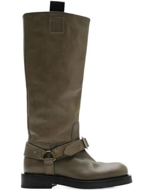 Burberry Buckle-Detailed Round-Toe Boots - Green