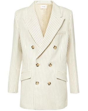 FRAME Striped Double-Breasted Blazer - White