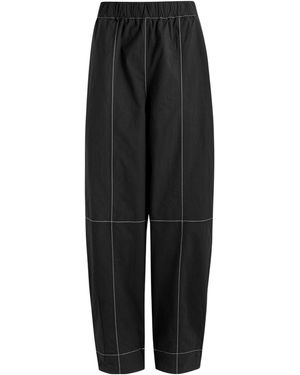 Ganni Cotton Tapered Pants - Black