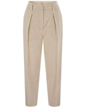 Brunello Cucinelli Monili-Embellished Tailored Trousers - Natural