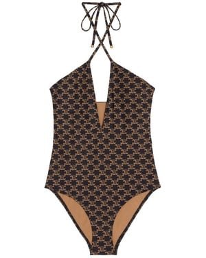 Celine Monogram Jersey Swimsuit - Brown