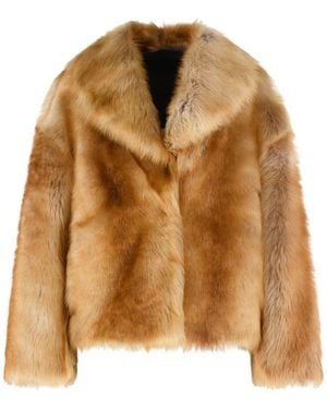 Salvatore Santoro Long-Sleeve Herringbone Faux Fur Jacket - Brown