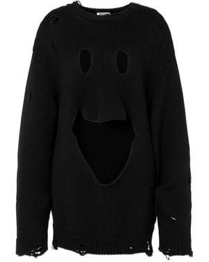 Moschino Smiley Face Distressed Jumper - Black
