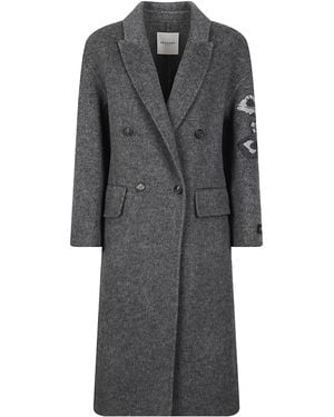 ERMANNO FIRENZE Embroidered Long Coat - Gray