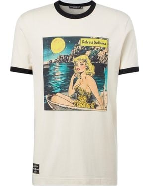 Dolce & Gabbana Printed Cotton Jersey T-Shirt - White