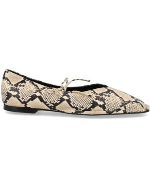 Alohas Embossed Square Toe Flats - Multicolor