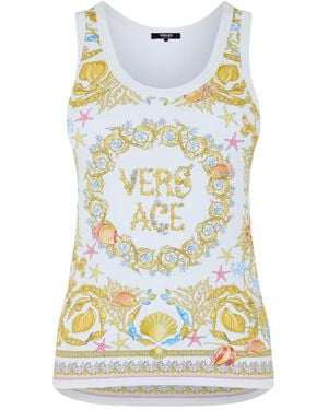 Versace Barocco Printed Tank Vest - Blue