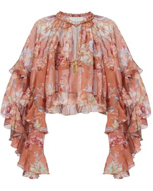 Zimmermann Awaken Floral Cotton And Silk Blouse - White