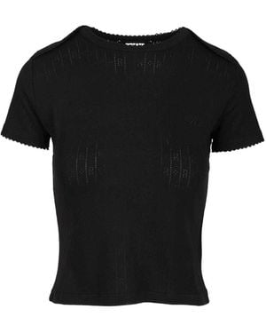 ROTATE BIRGER CHRISTENSEN Pointelle Fitted Top - Black