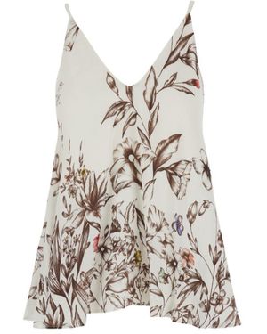Semicouture Semi Couture Flared Printed Spaghetti-Strap Top - White