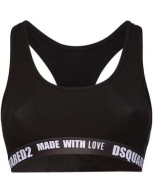 DSquared² Made With Love Logo Tape Sport Bra - Black
