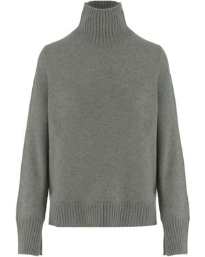 Allude Ribbed Turtleneck Knitted Sweater - Gray