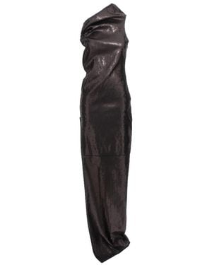 Rick Owens Asymmetric-Neck Sequinned Maxi Dress - Black