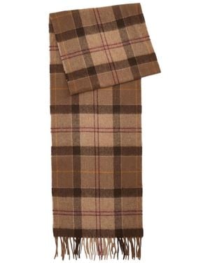 Barbour Tartan Fringed Scarf - Brown