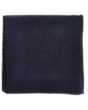 Etro Wool Shawl With Jacquard Motif - Blue