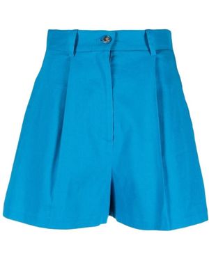 Pinko High-Waist Pleated Shorts - Blue