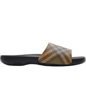 Burberry Dive Checked Slip-On Slides - Multicolour