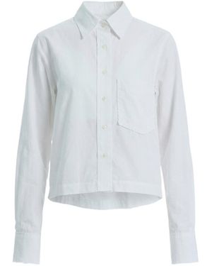 Closed Lace-Trim Chest-Pocket Shirt - White